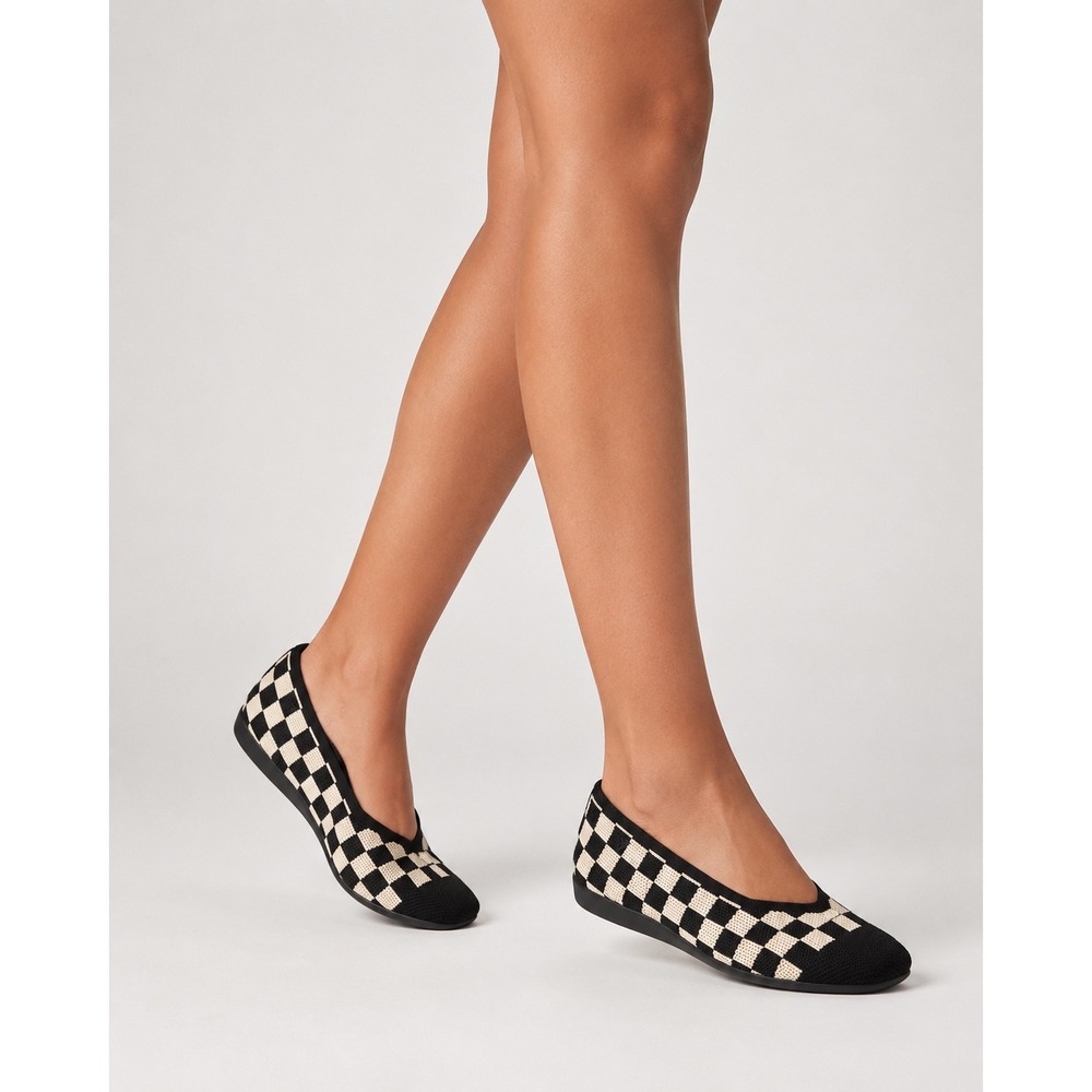 VIVAIA Black Beige Checkerboard‎ Knit Ballet Flats - Size EU 39.5 / US 8.5 / NWT